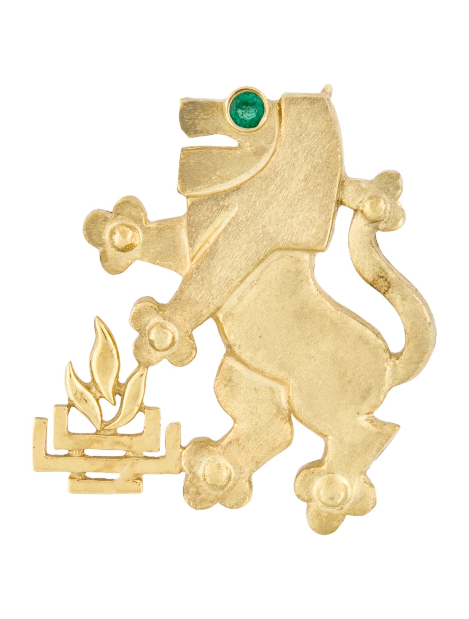 Brooch 14K Emerald Lion of Judah Pin Pendant