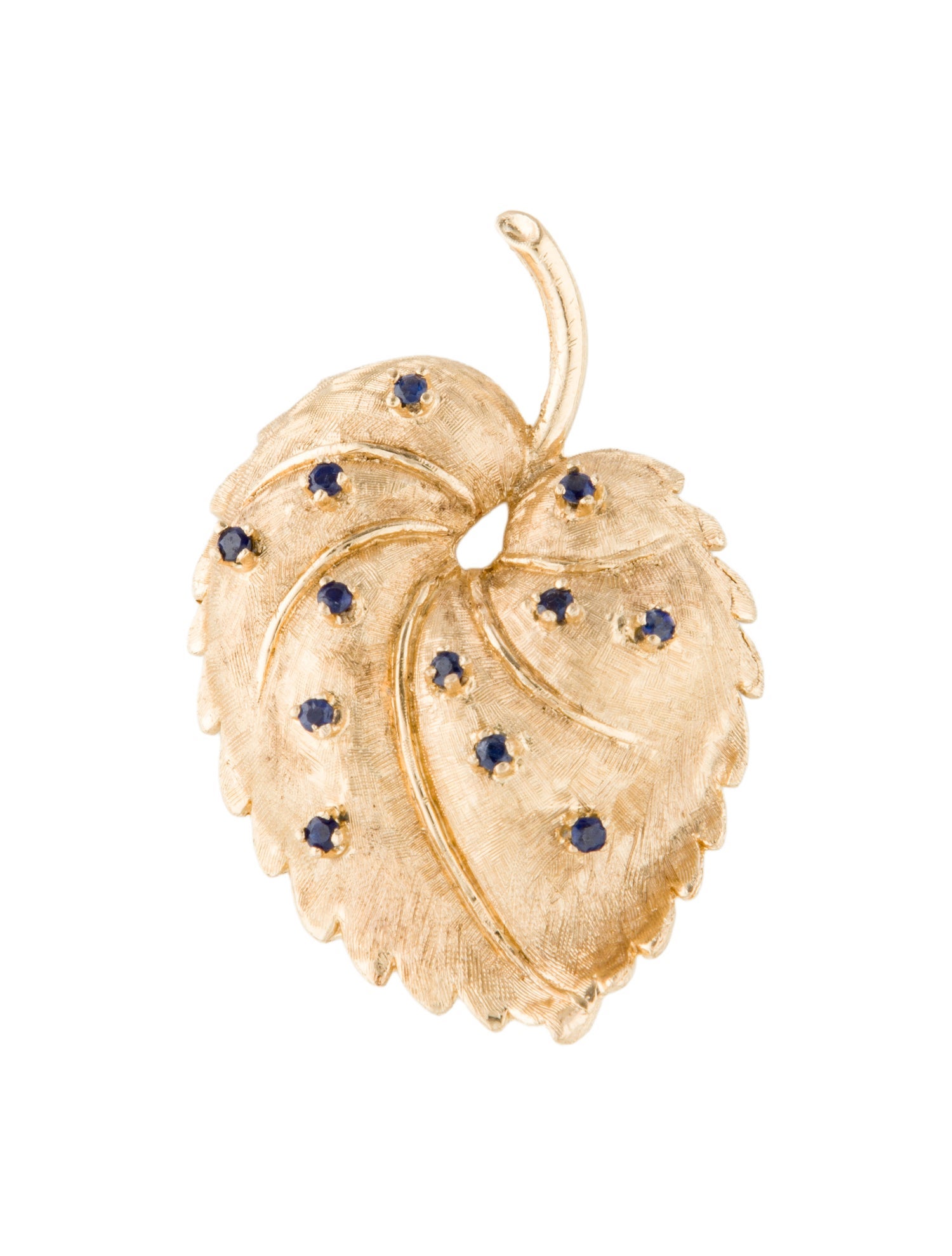 Brooch 14K Sapphire Leaf Brooch
