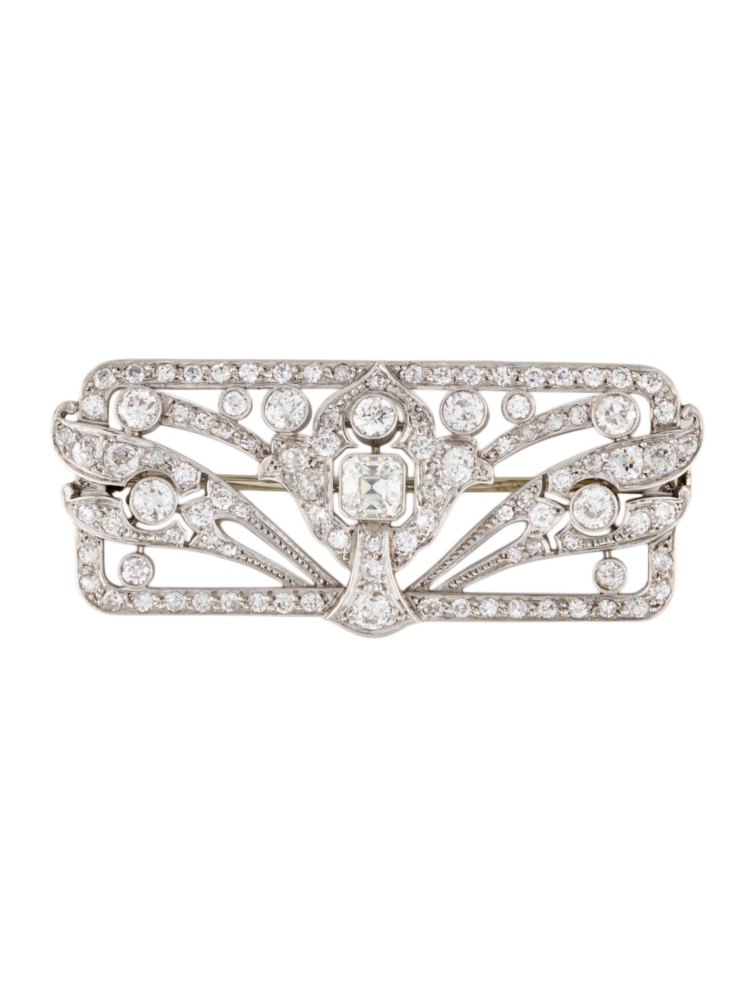 Brooch Art Deco Platinum Diamond Brooch