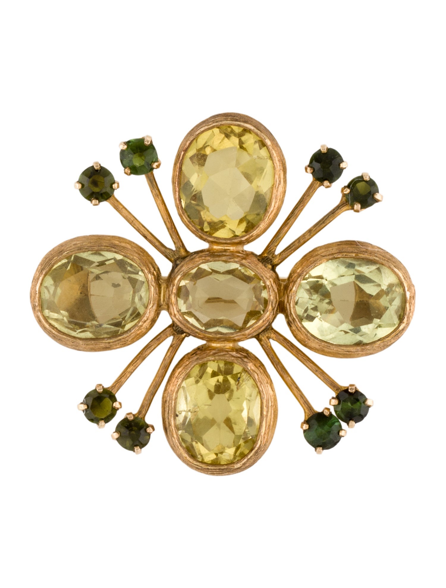 Brooch 14K Heliodor & Tourmaline