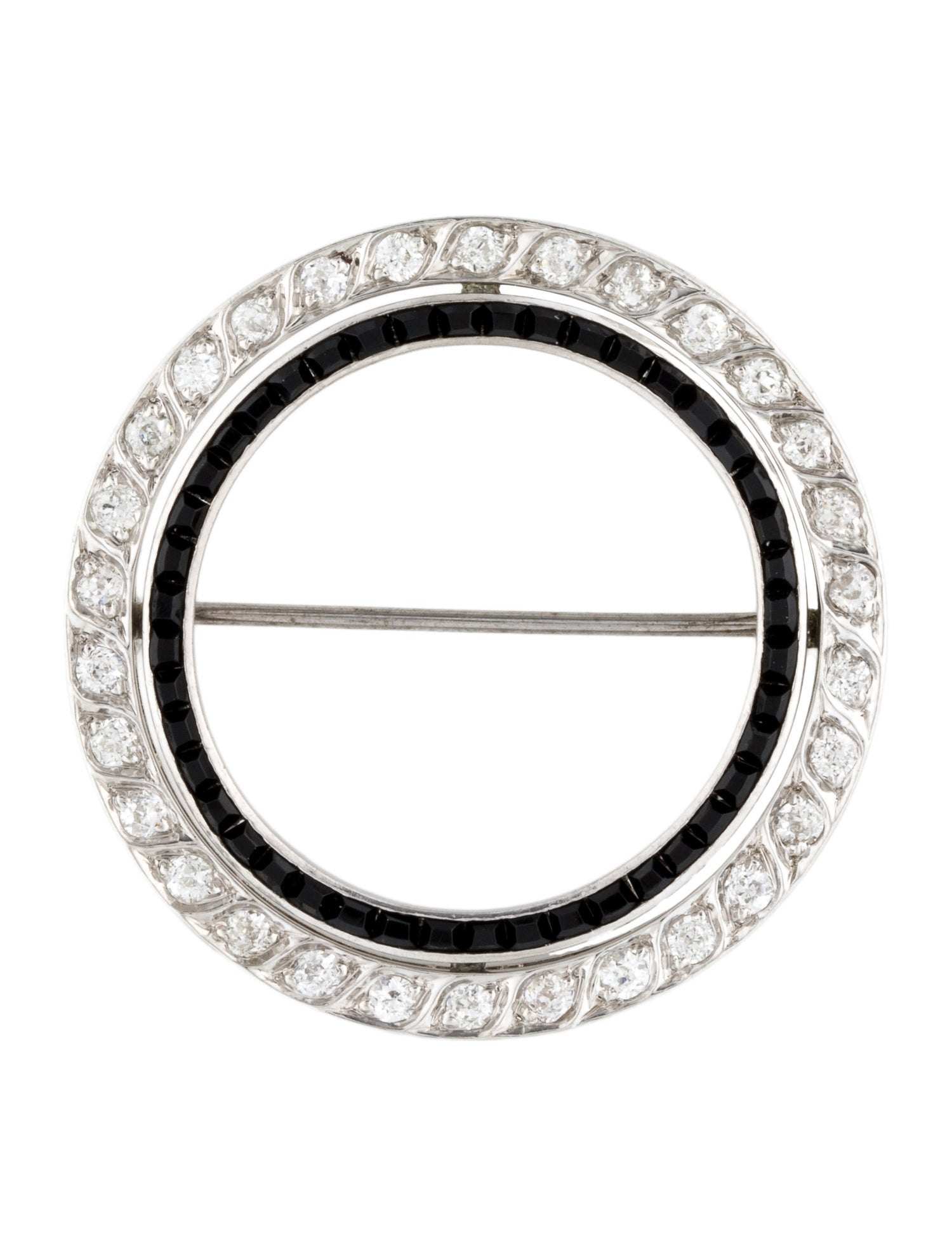 Brooch Art Deco Platinum Onyx & Diamond