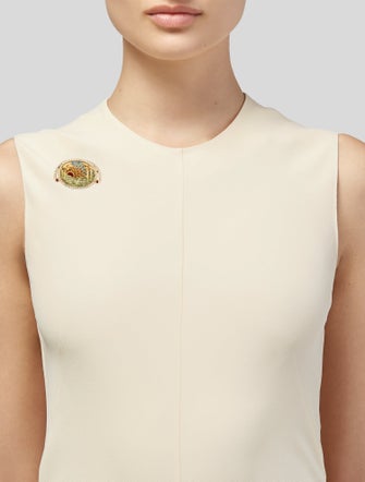 Brooch 18K Ruby, Diamond & Enamel Pin Brooch