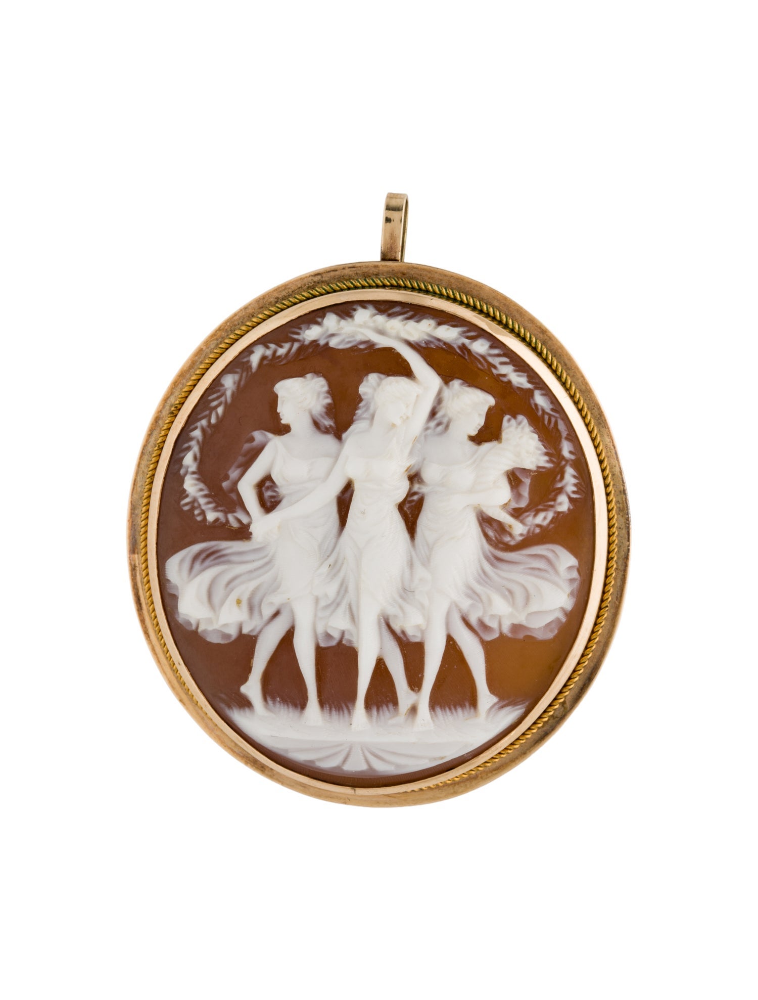Brooch 14K Shell Cameo Brooch Pendant