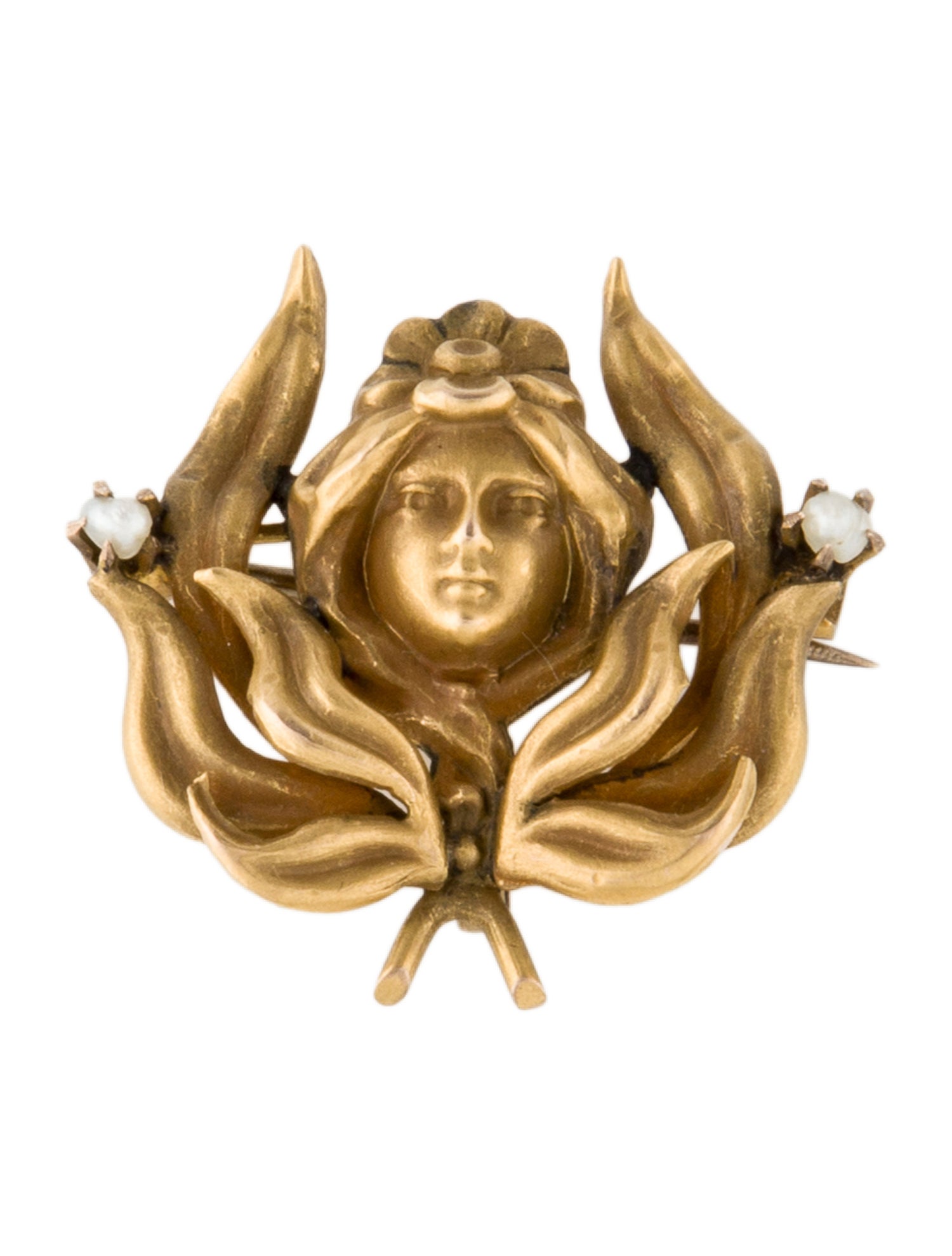 Brooch 14K Pearl Watch Pin