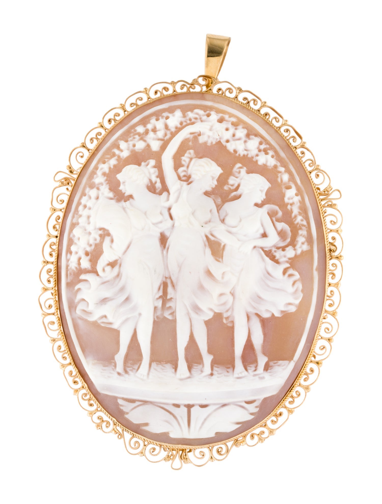 Brooch 14K Shell Cameo Brooch Pendant
