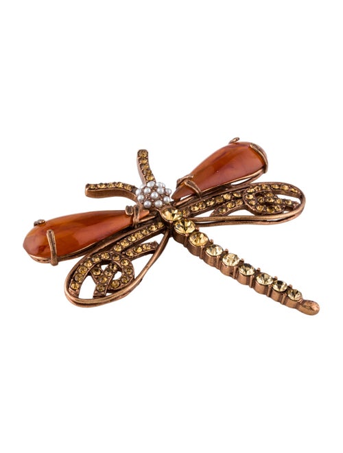 Brooch Faux Pearl & Crystal Dragonfly Brooch