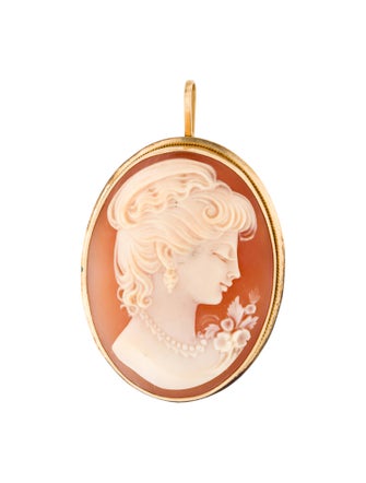 Brooch 18K Shell Cameo Brooch Pendant