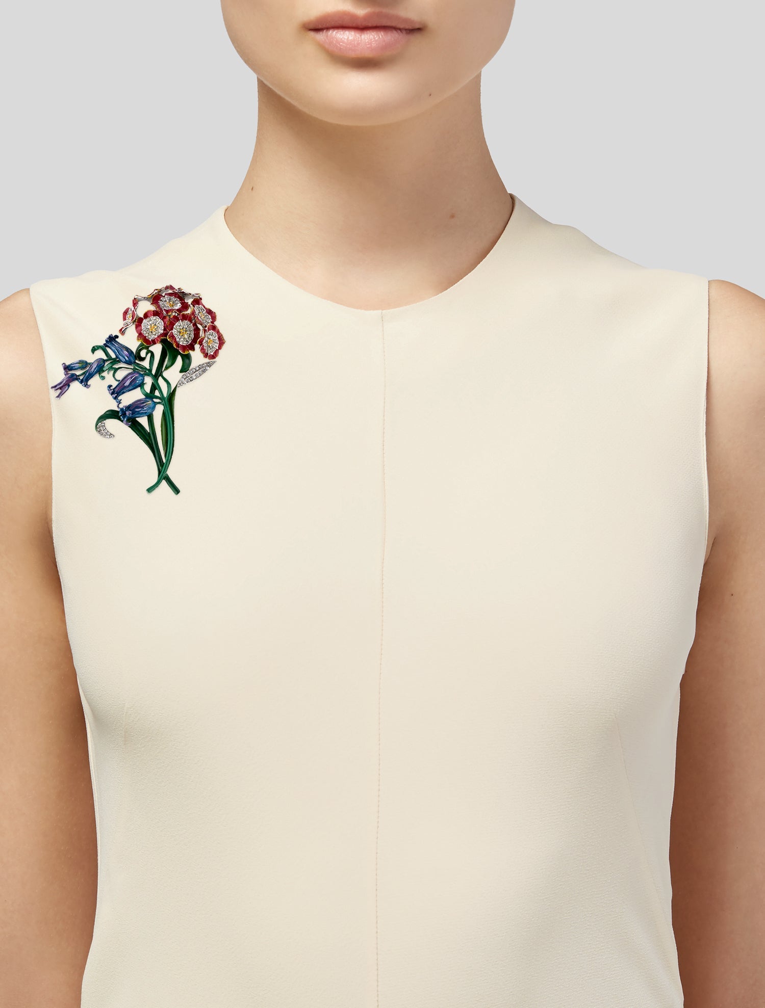 Brooch Crystal & Enamel Floral Brooch