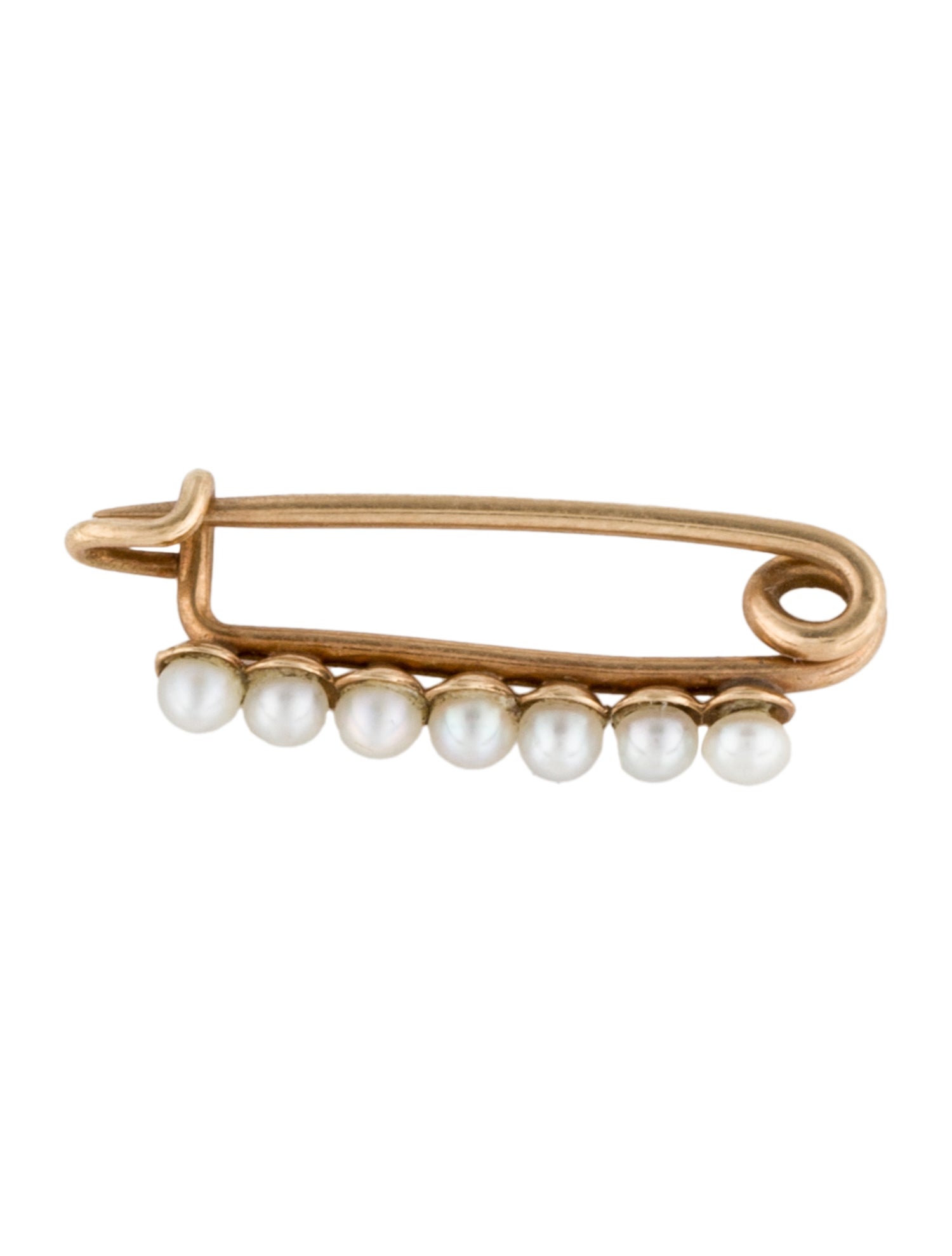 Brooch 14K Pearl Safety-Pin Brooch