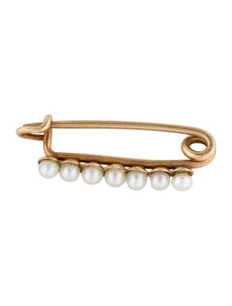 Brooch 14K Pearl Safety-Pin Brooch