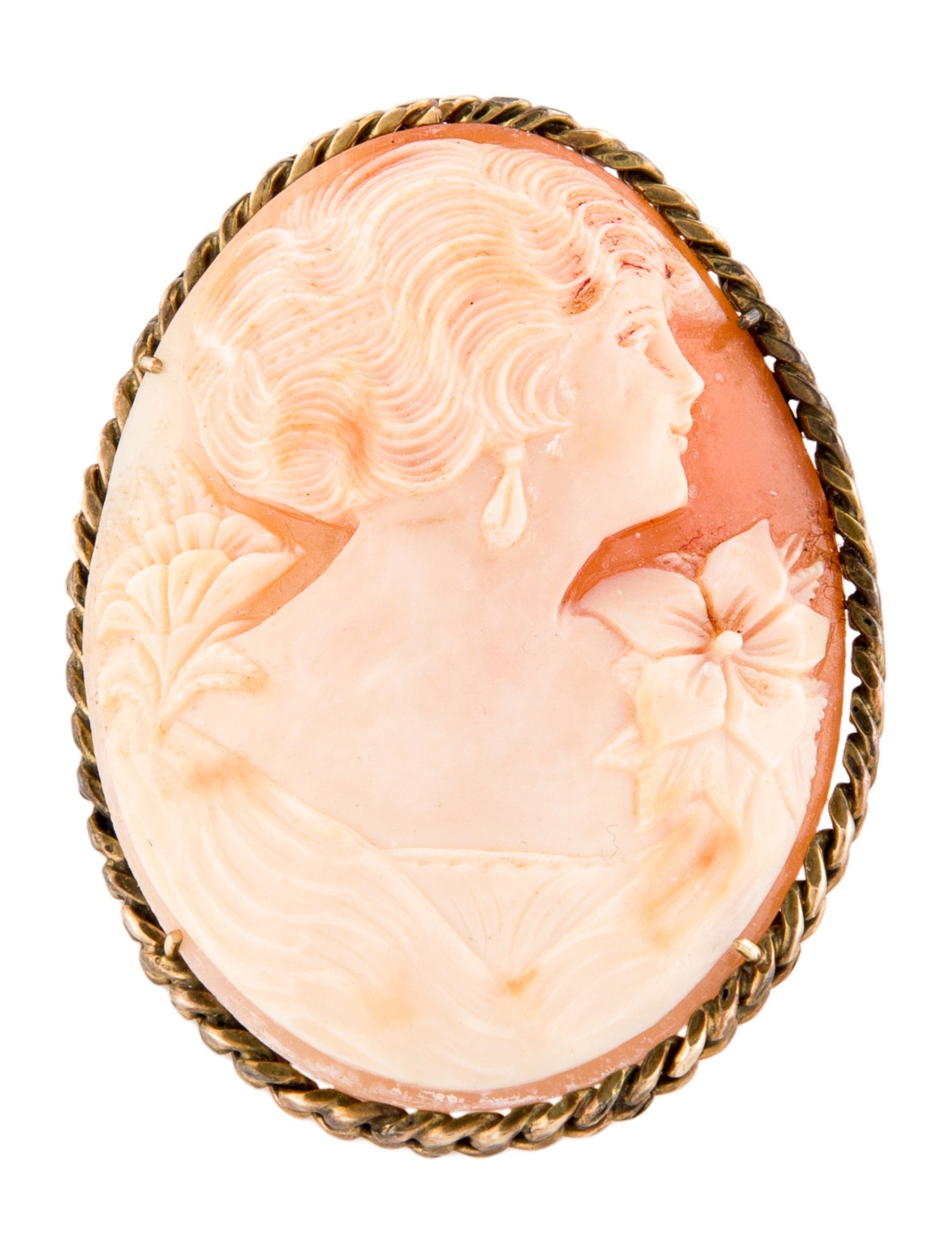 Brooch 14K Shell Cameo