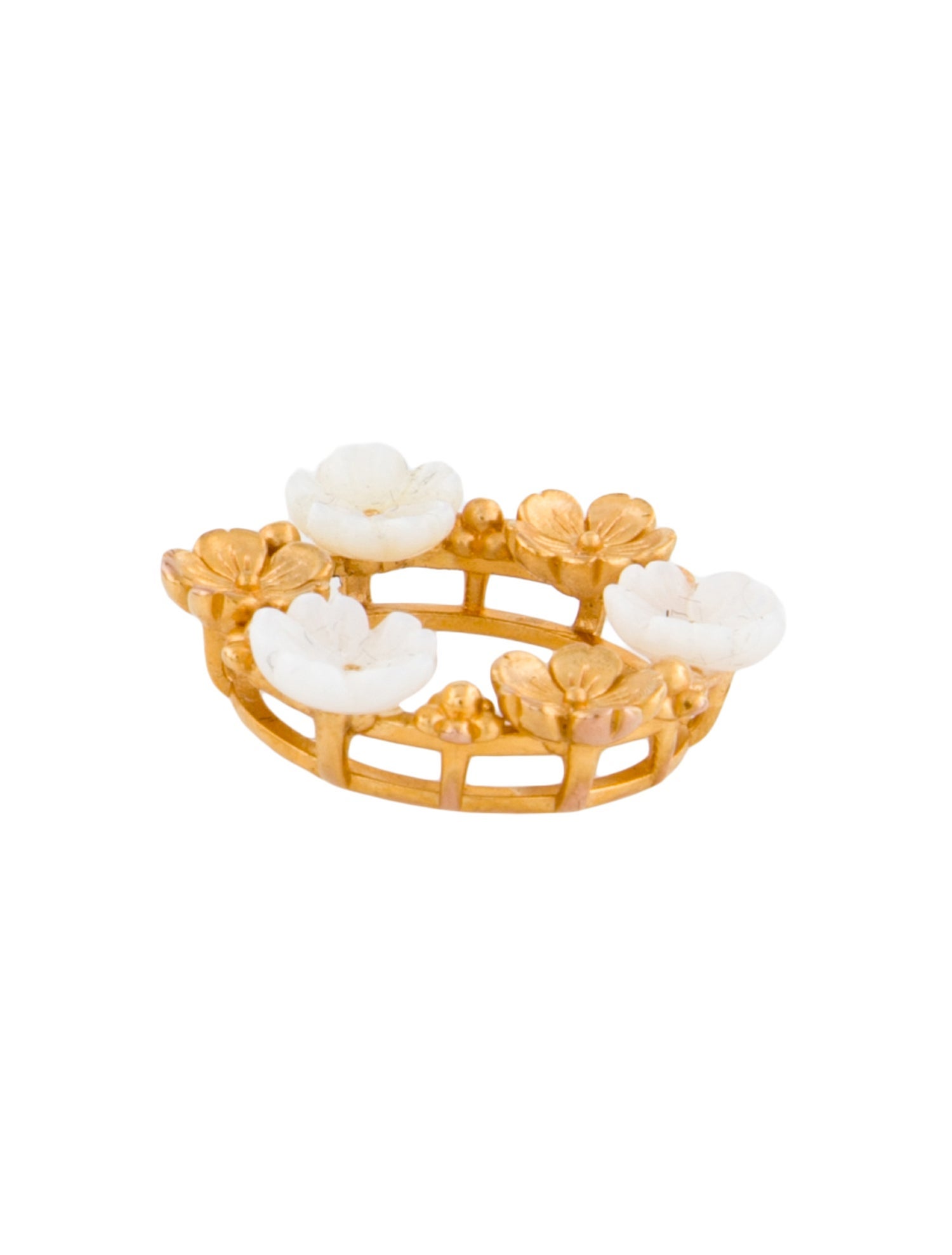 Brooch 18K Mother Of Pearl Flower Circle Pendant
