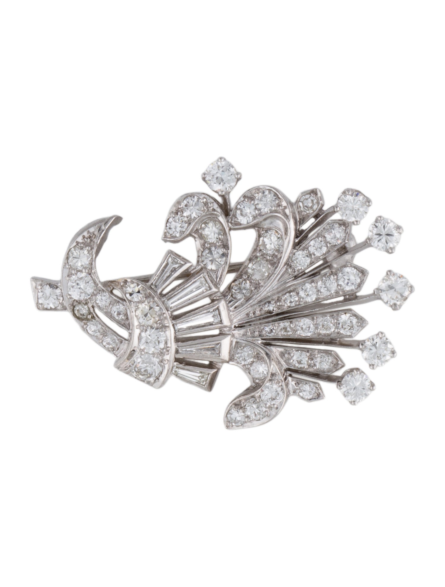 Brooch Art Deco Platinum 1.80ctw Diamond Brooch