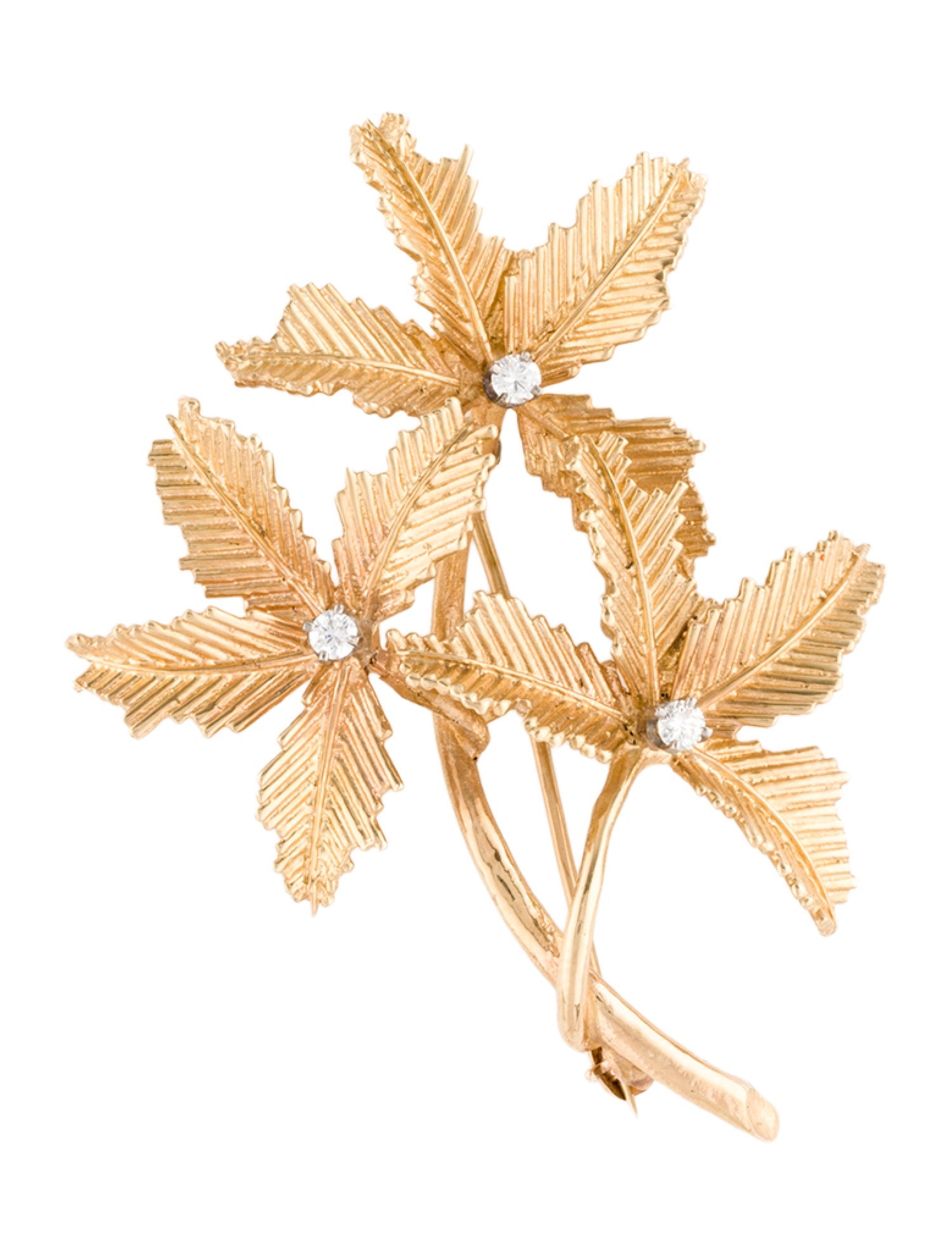 Brooch 14K Diamond Leaf Brooch