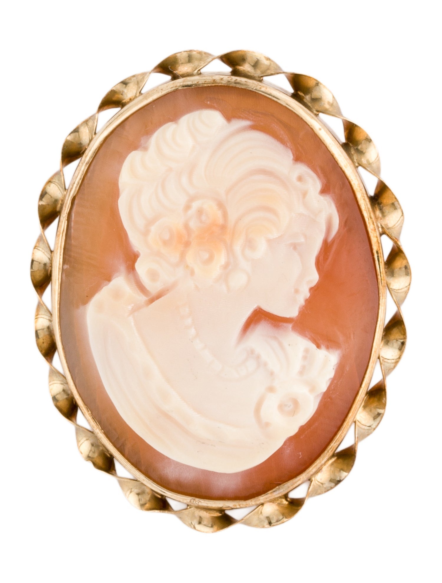 Brooch 9K Shell Cameo Pendant