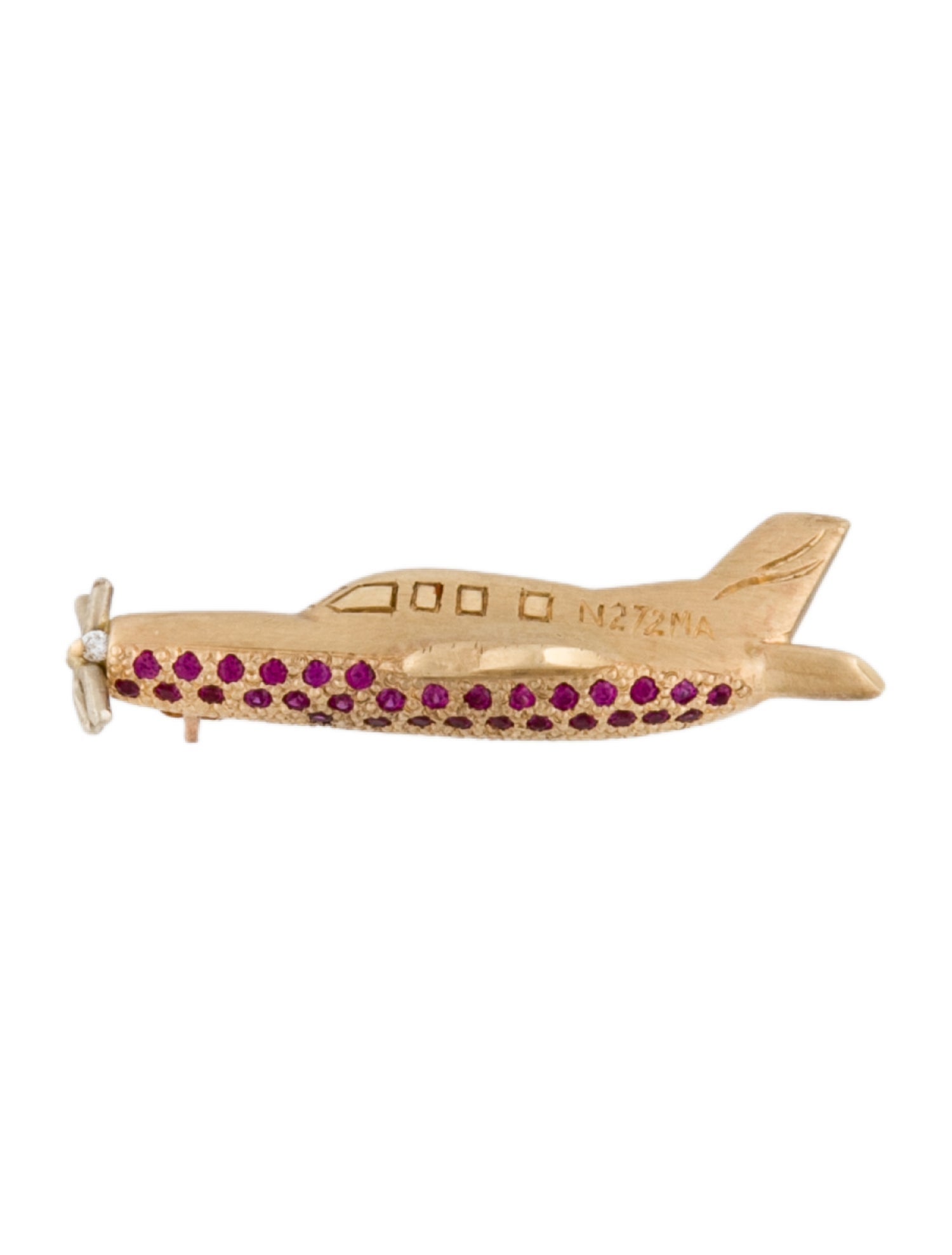 Brooch 14K Ruby & Diamond Magnus Fusion Aircraft Pin