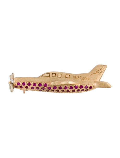 Brooch 14K Ruby & Diamond Magnus Fusion Aircraft Pin