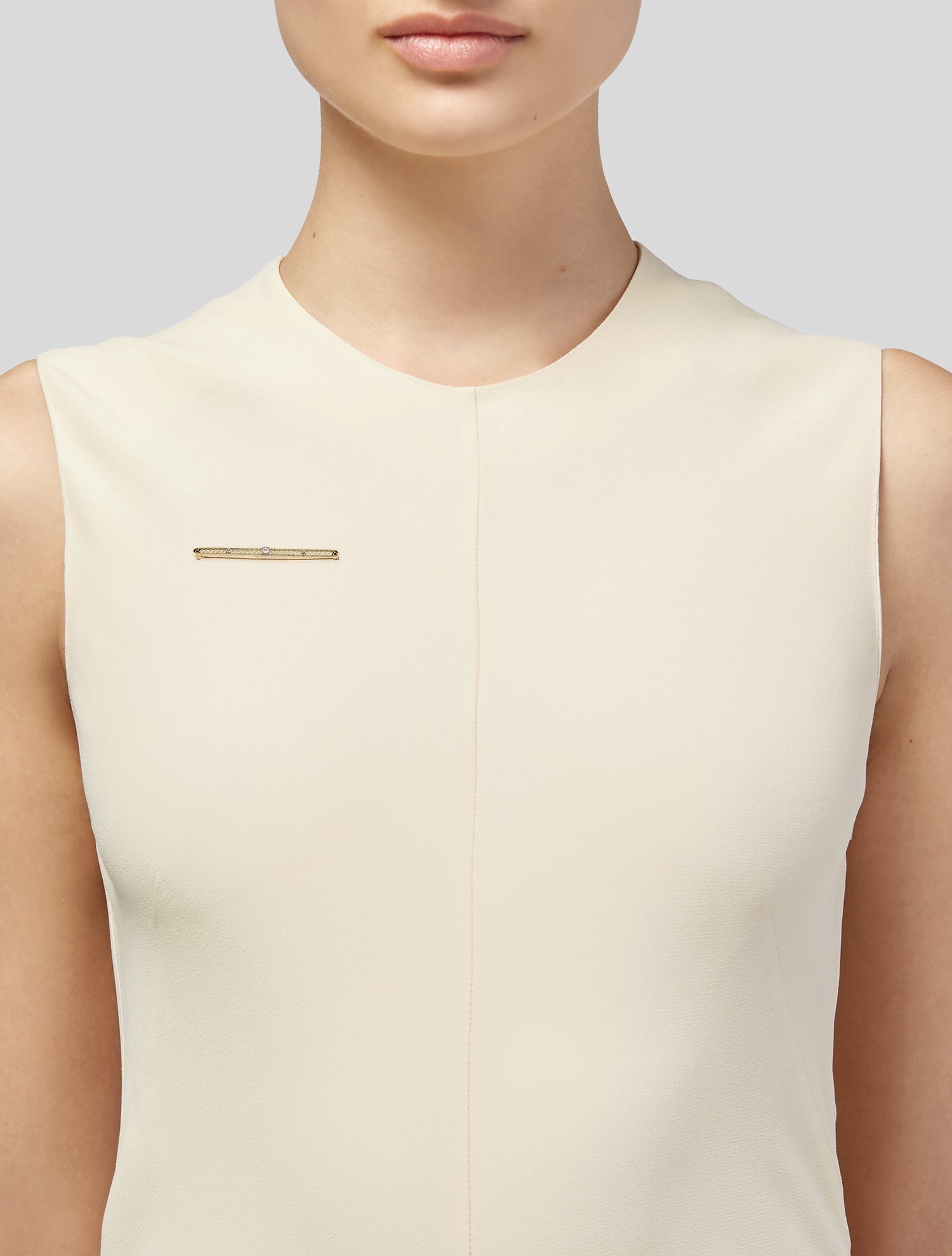 Brooch 14K Diamond Open Scroll Work Bar Pin