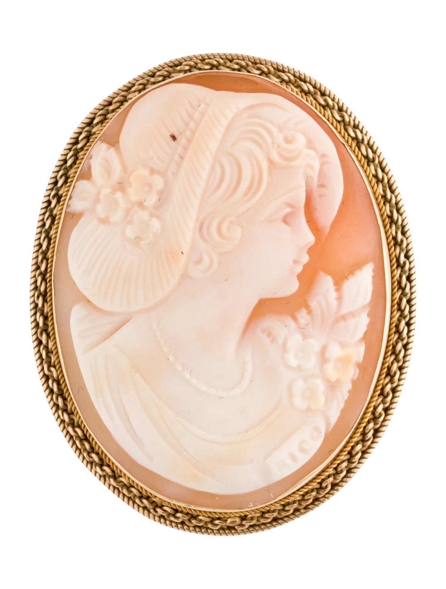 Brooch 14K Shell Cameo Brooch Pendant