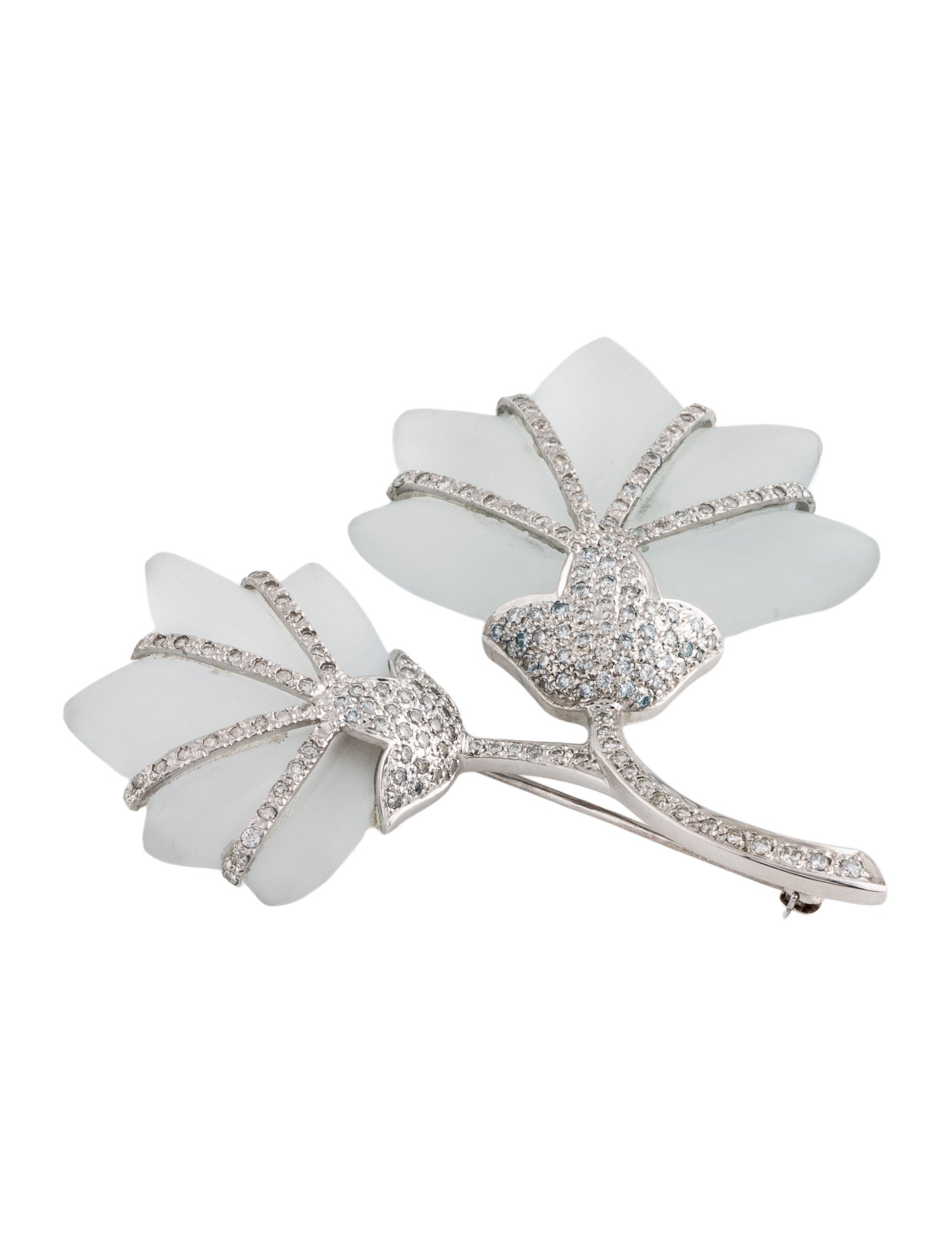 Brooch 18K 1.49ctw Diamond & Quartz Pin Brooch