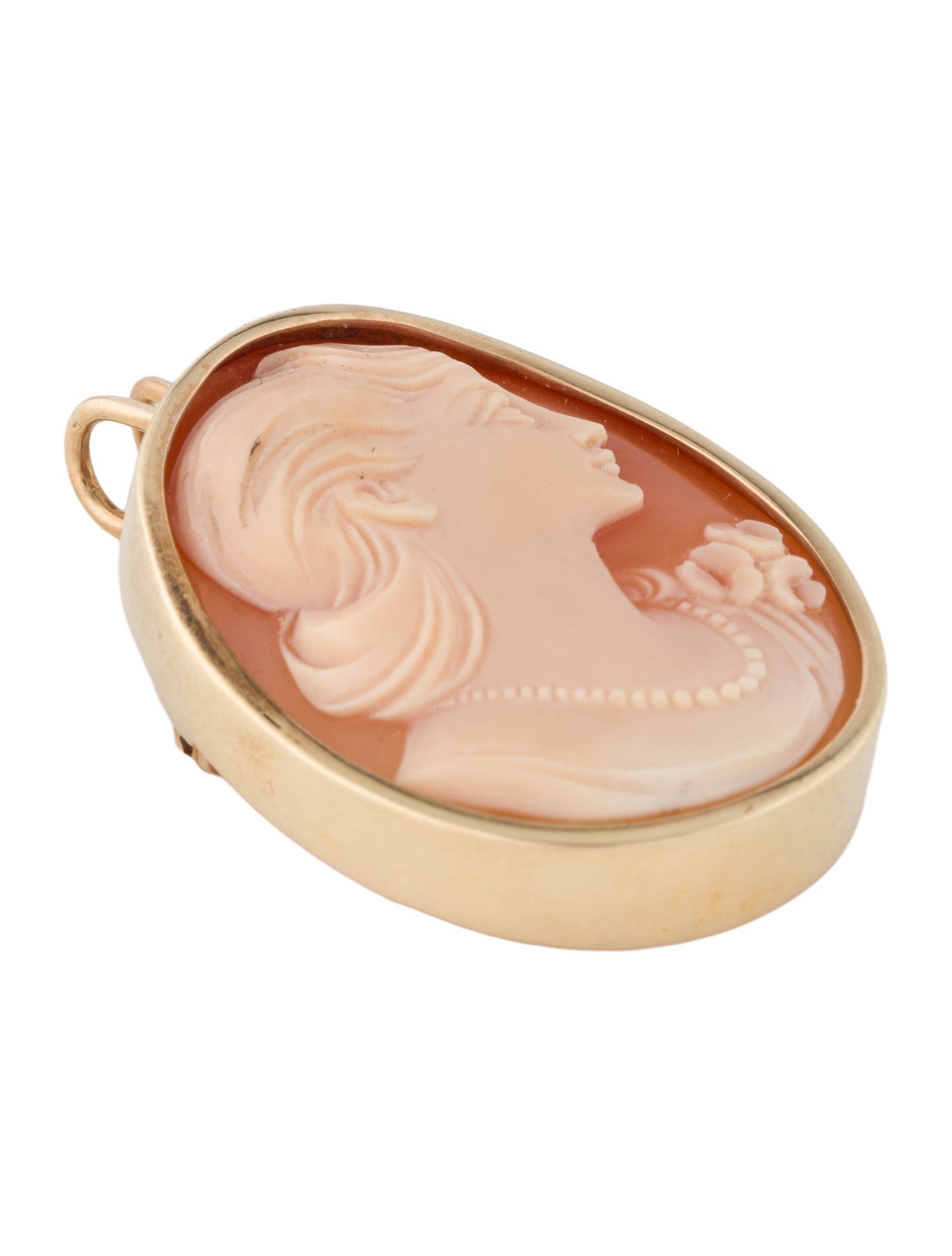 Brooch 10K Shell Cameo Pendant