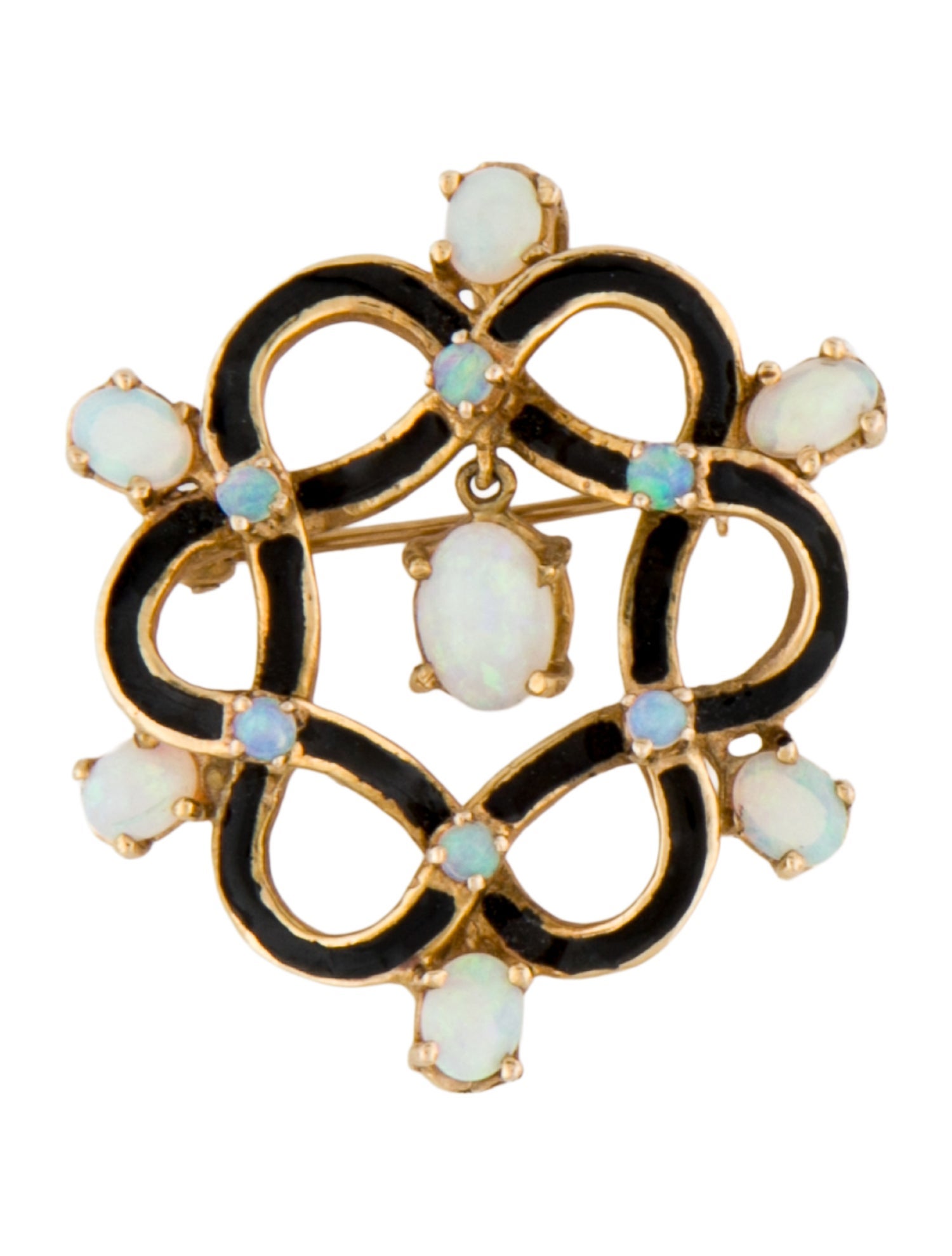 Brooch Vintage 14K Opal Enameled Pin