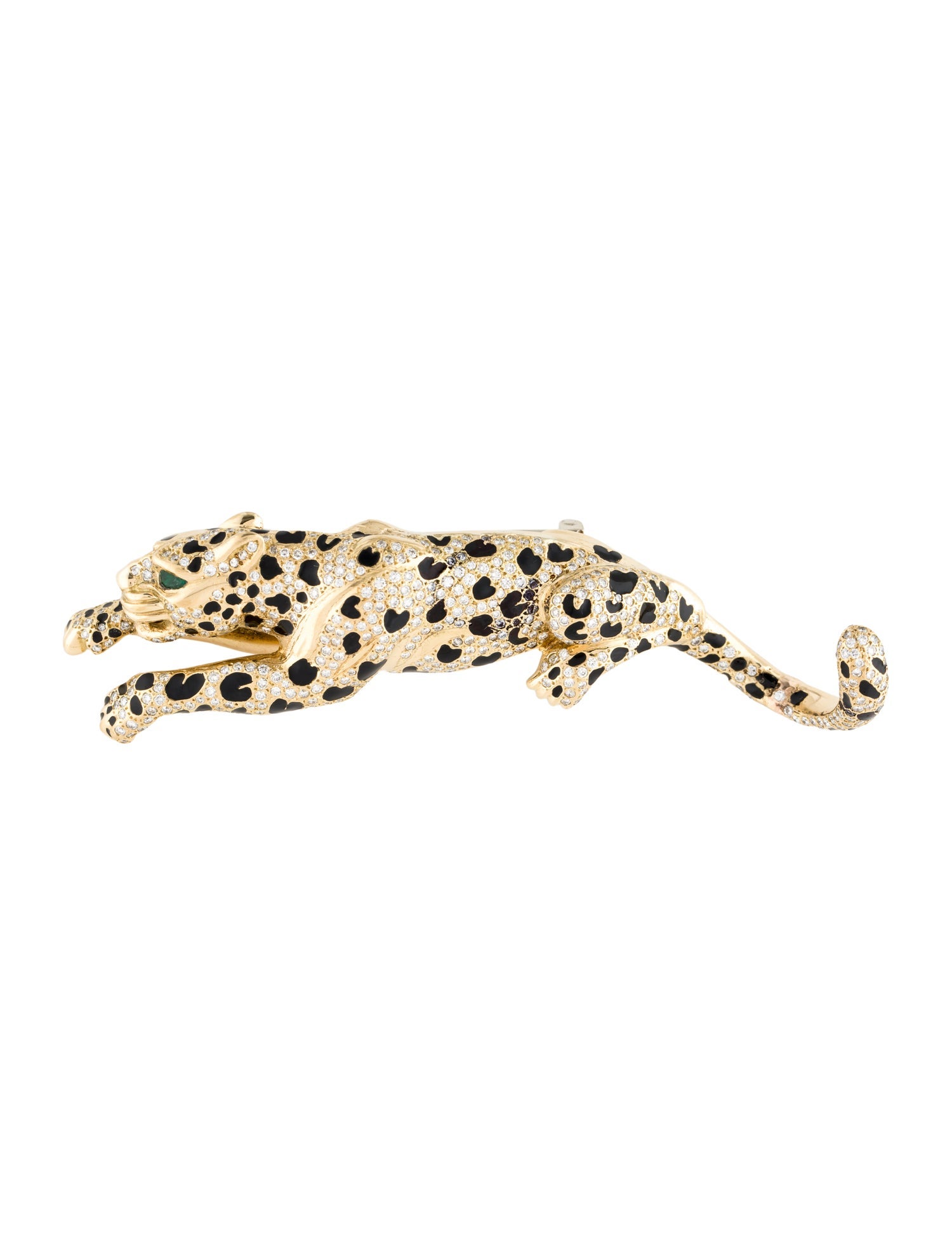 Brooch 18K Emerald, Diamond & Enamel Panther