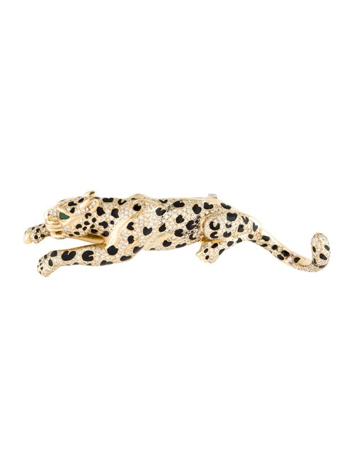 Brooch 18K Emerald, Diamond & Enamel Panther Brooch