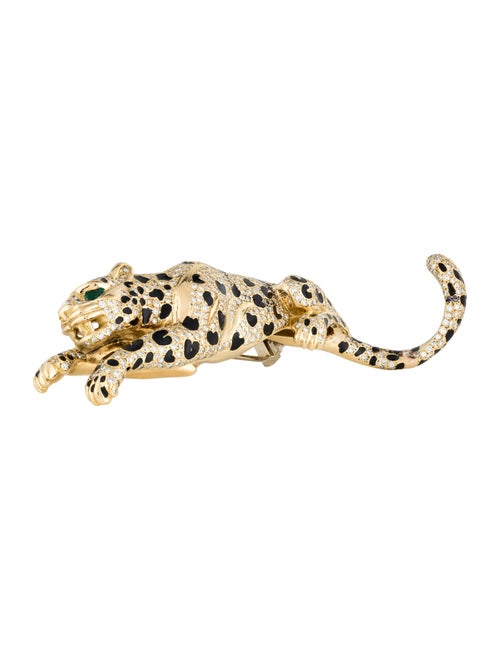 Brooch 18K Emerald, Diamond & Enamel Panther Brooch