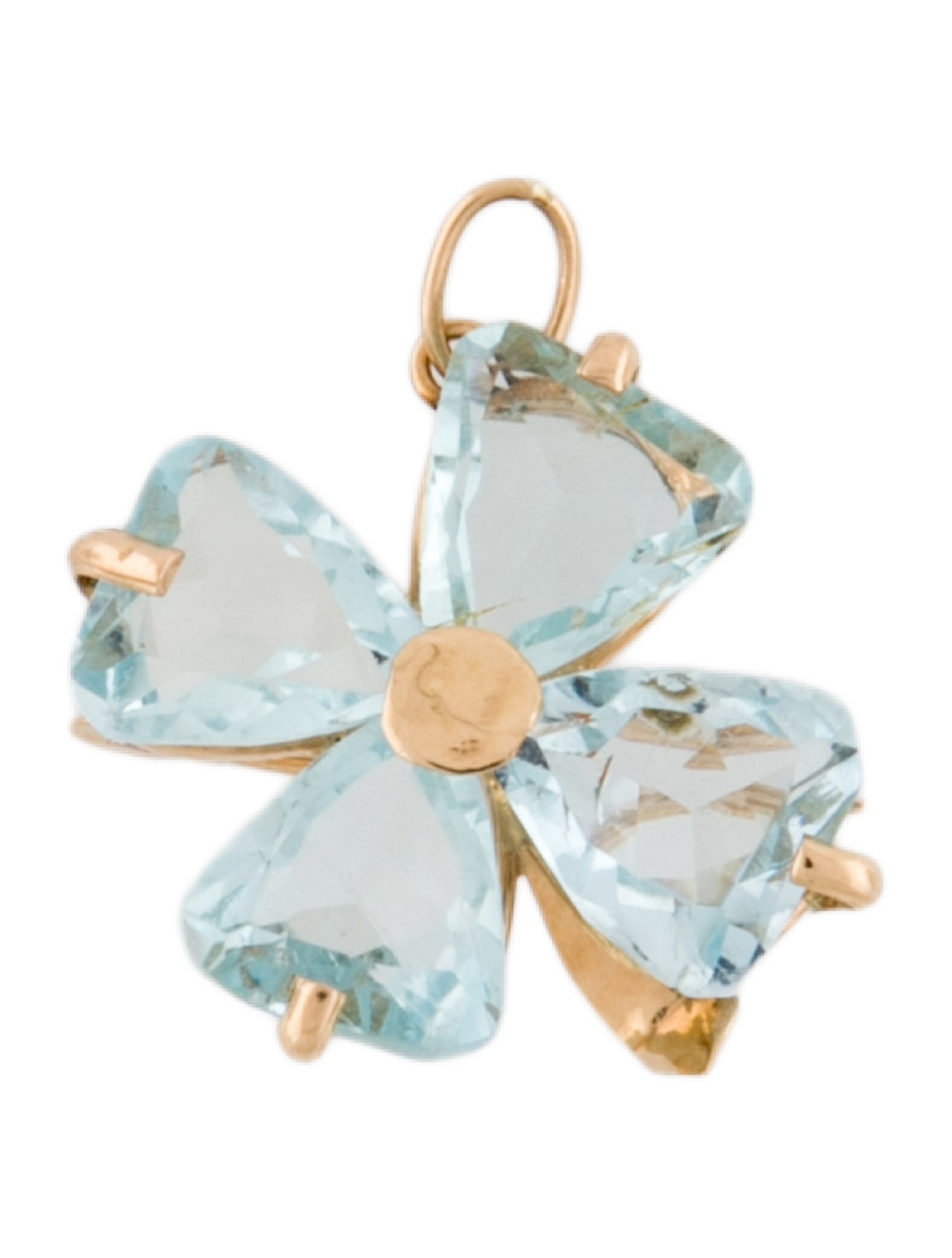 Brooch 18K Aquamarine Flower Brooch Pendant