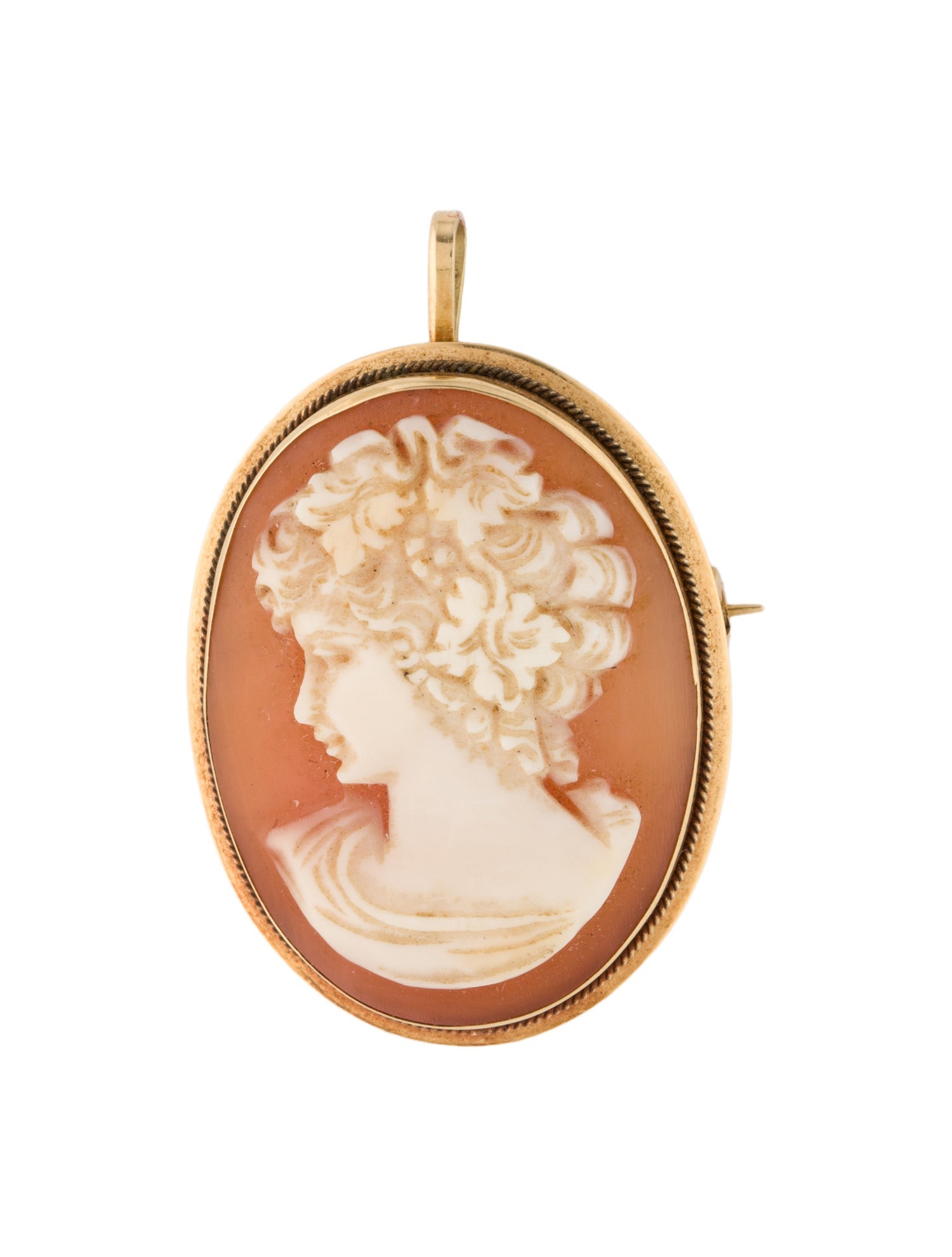 Brooch 18K Shell Cameo Convertible