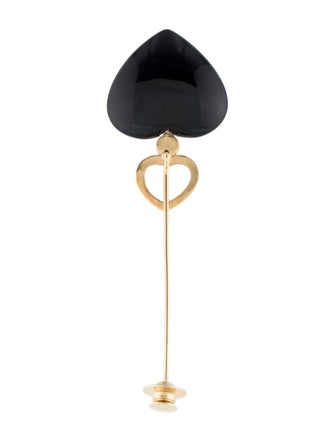 Brooch 18K Pearl, Onyx & Tourmaline Stick Pin