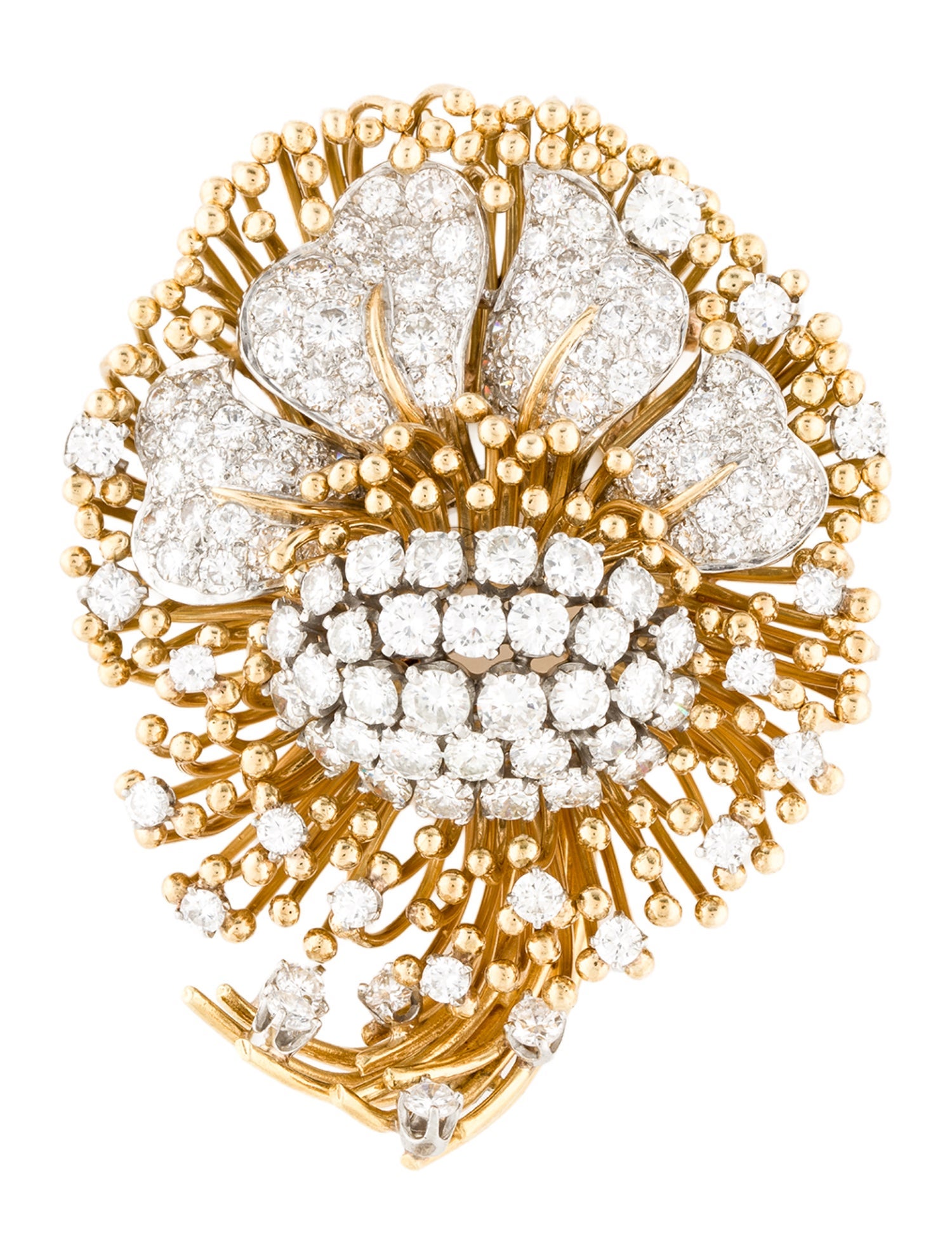 Brooch 18K 8.20ctw Diamond Floral