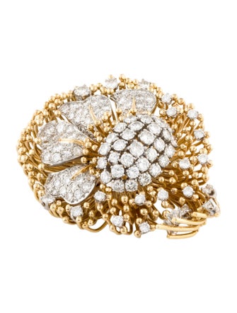 Brooch 18K 8.20ctw Diamond Floral Brooch