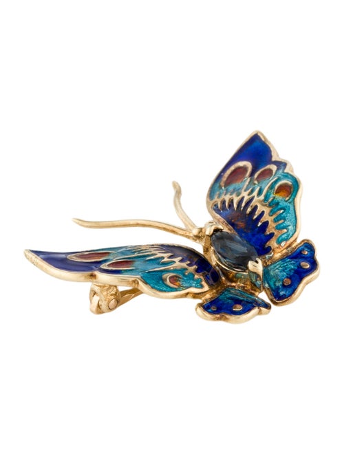Brooch 14K Enamel & Sapphire Butterfly Pin