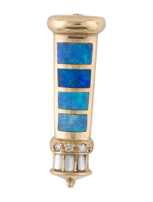 Brooch 14K Opal & Diamond Lighthouse Convertible Brooch Pendant