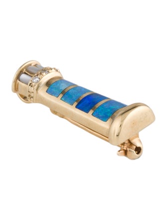 Brooch 14K Opal & Diamond Lighthouse Convertible Brooch Pendant