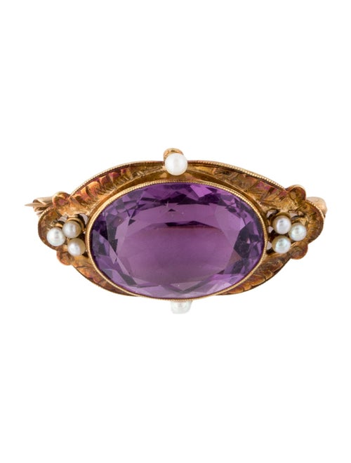 Brooch 14K Amethyst & Pearl Brooch