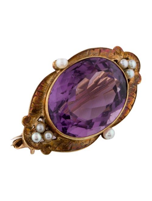 Brooch 14K Amethyst & Pearl Brooch