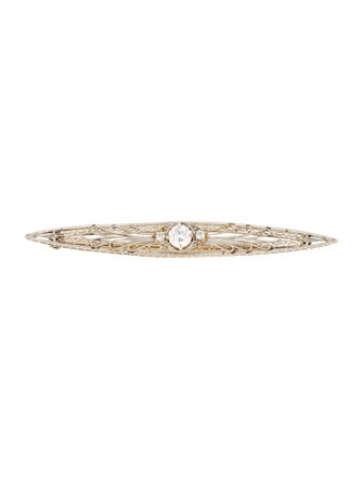 Brooch Diamond Two-Tone Filigree Bar Brooch