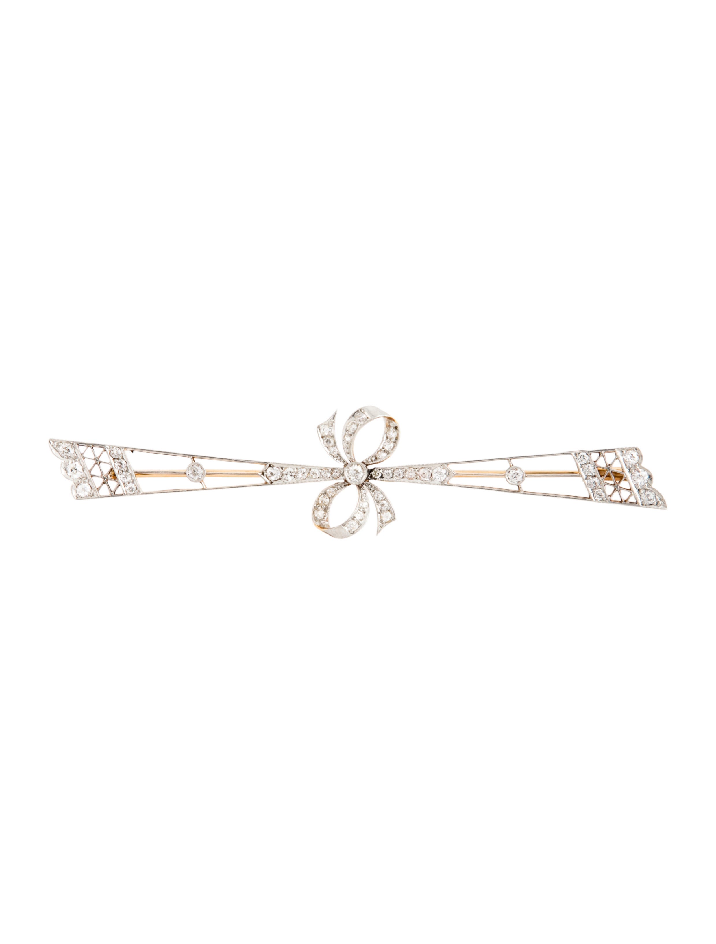 Brooch Vintage 1.41ctw Diamond Bow Pin