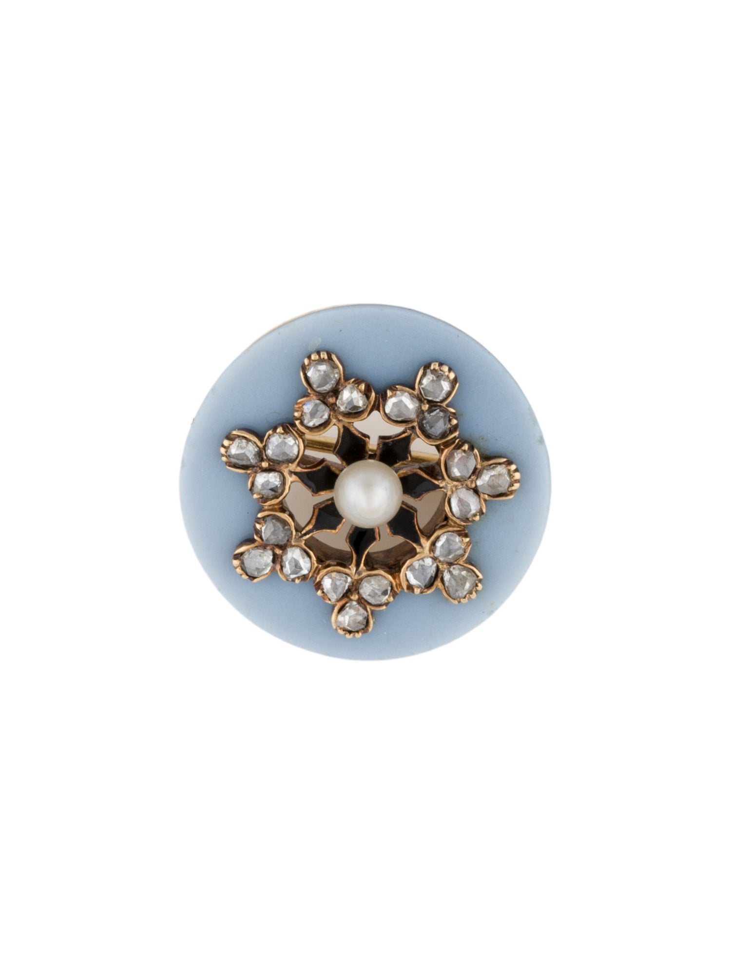 Brooch 14K Pearl, Diamond, & Onyx