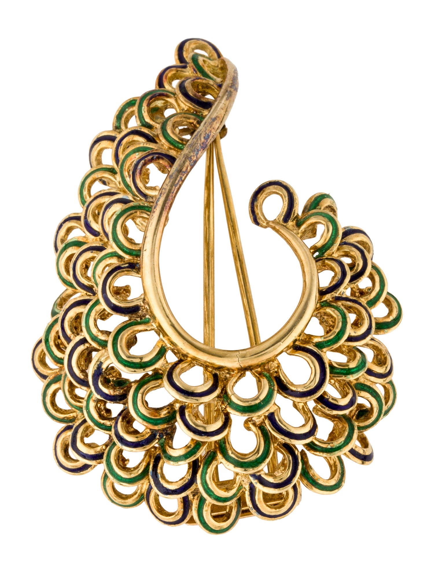 Brooch Vintage 18K Enamel