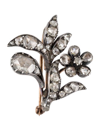 Brooch Antique Diamond Flower Pin
