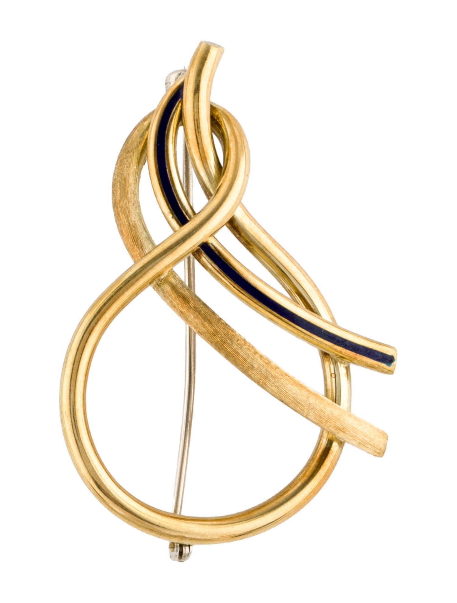 Brooch 18K Enamel Swirl Pin