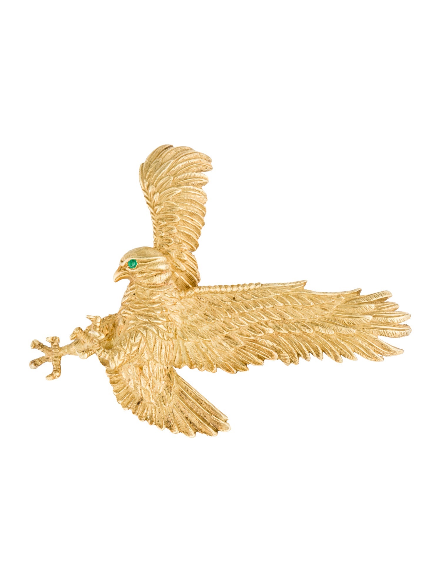 Brooch 18K Emerald Bird