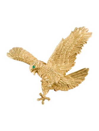 Brooch 18K Emerald Bird Brooch
