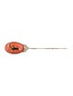 Brooch 18K Coral, Diamond & Enamel Lizard Stick Pin