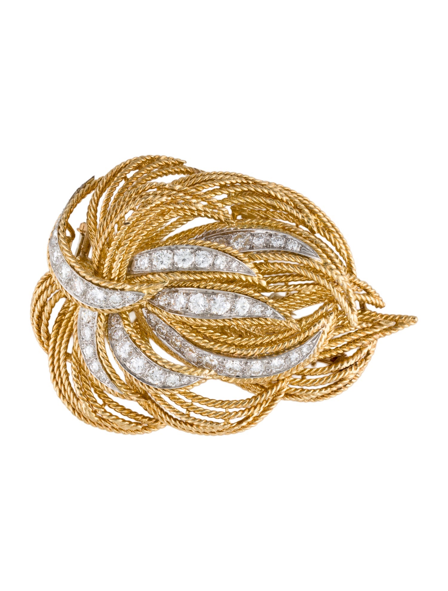 Brooch 18K 2.51ctw Diamond Leaf