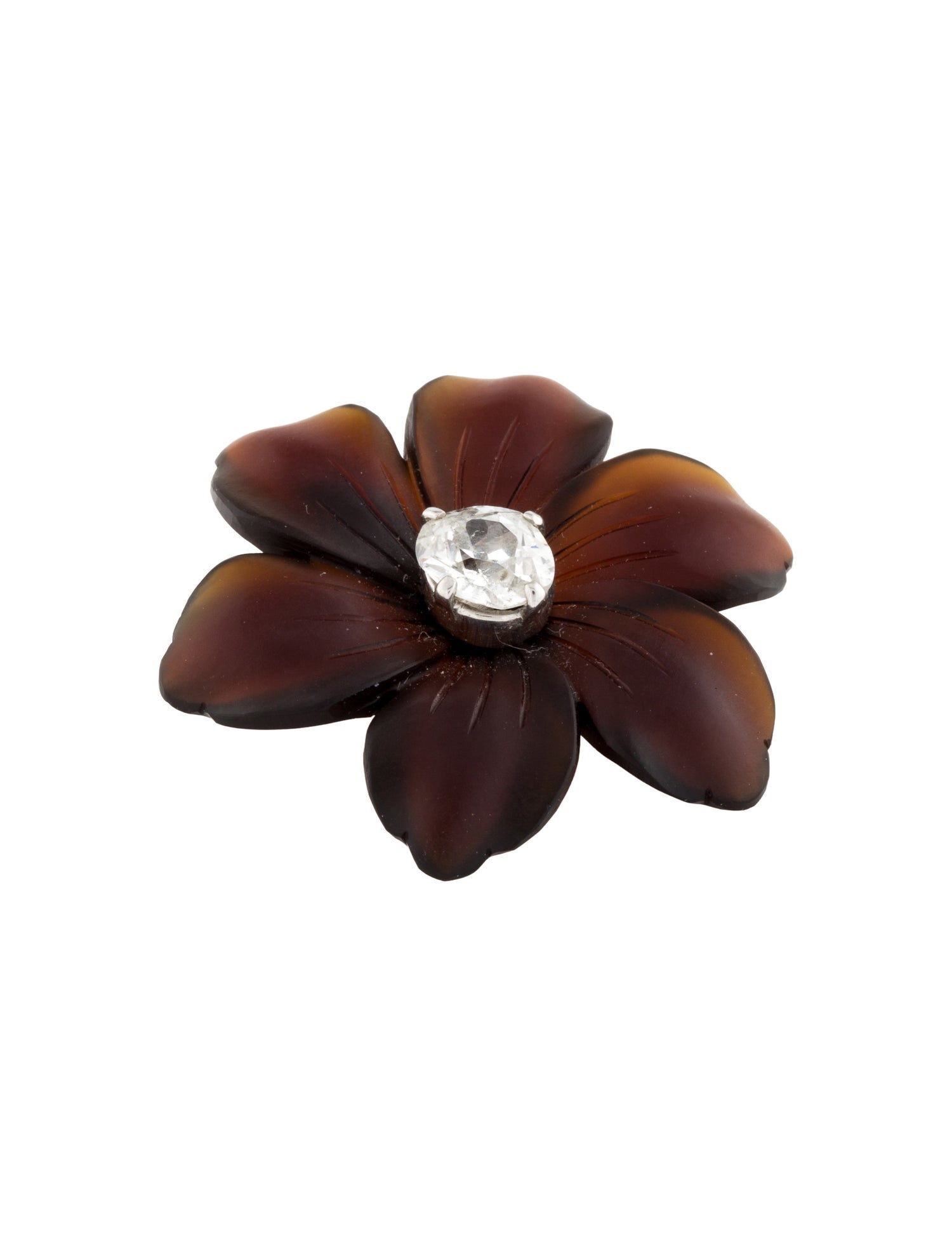Brooch Platinum Chalcedony & Diamond Flower Pendant